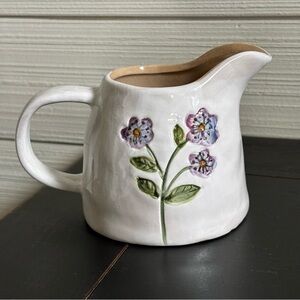 Potter’s Studio Ceramic Mini Jug Creamer With Purple Flowers NEW